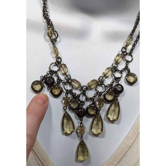 Vintage Fantasy Champagne Gemmed Chandelier Necklace - Picture 3 of 7